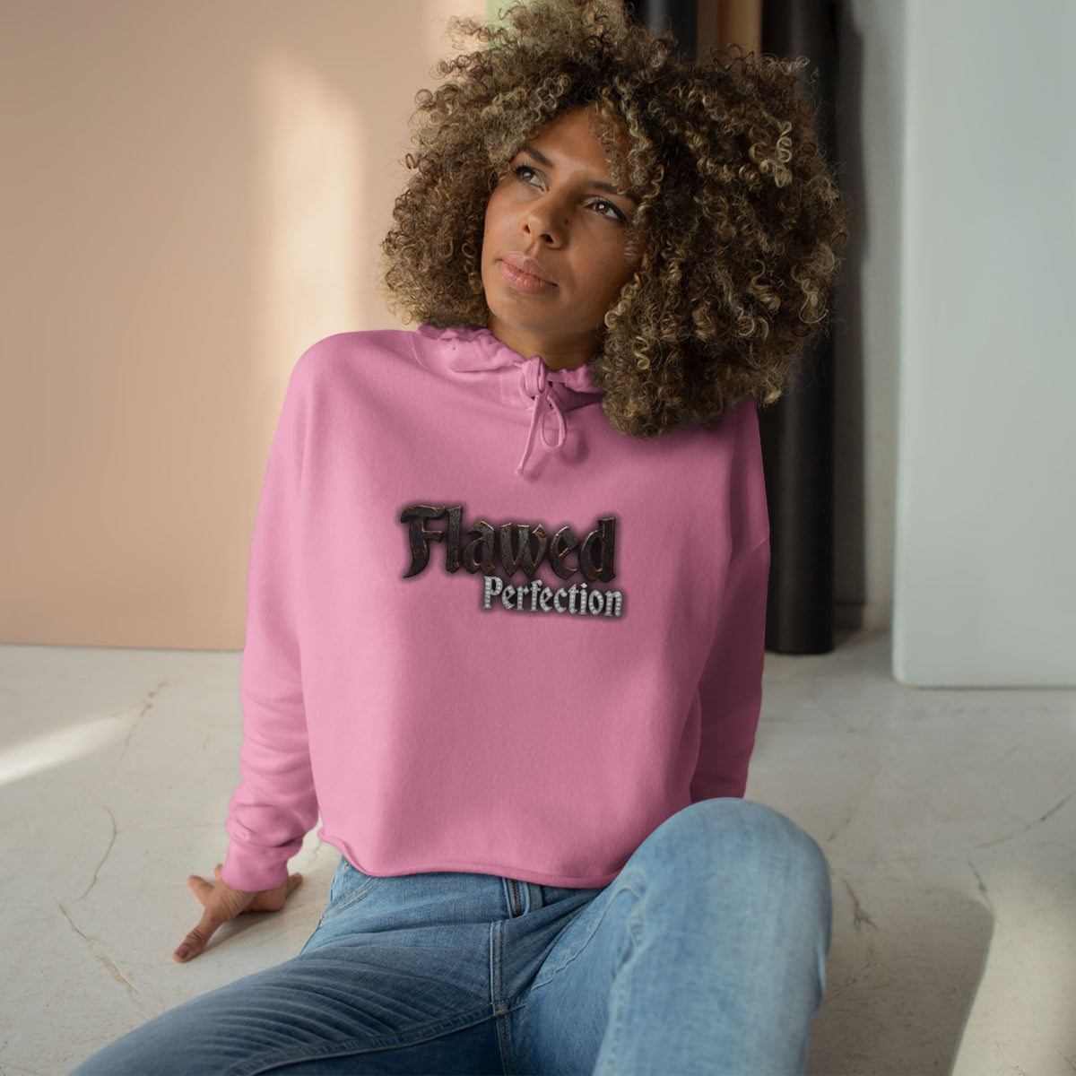Flawed Perfection Graphic Crop Hoodie
