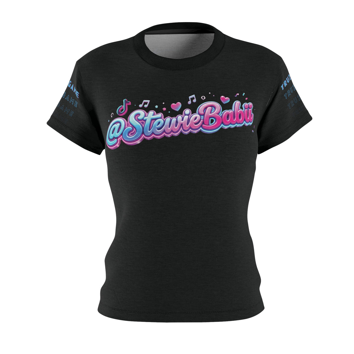 “@StewieBabii” Collection Black Tee (AOP)