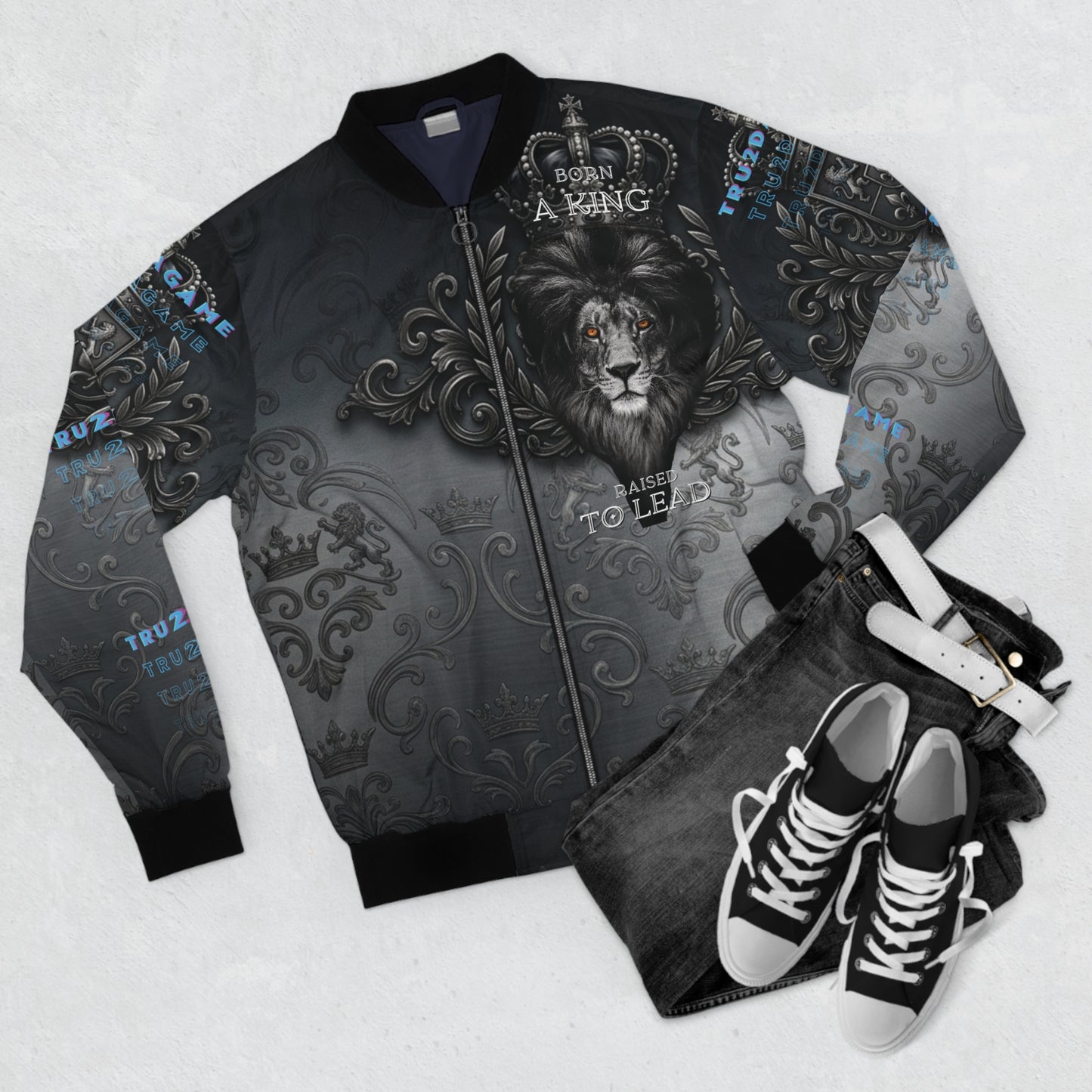 "Born A King" Graphic Bomber Jacket