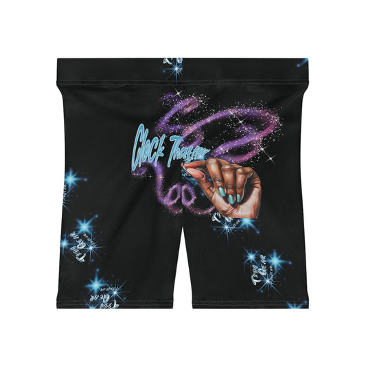 "Clock It" Women's AOP Biker Shorts
