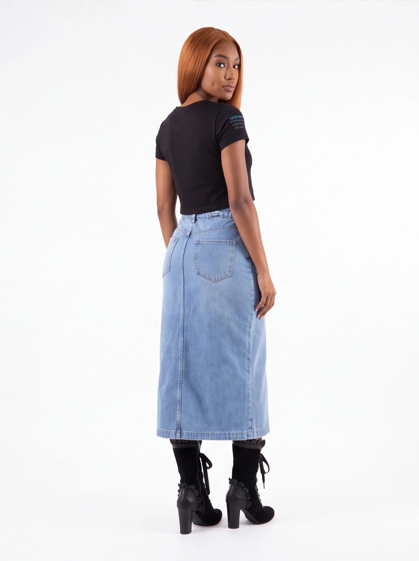 Button Down Denim Skirt