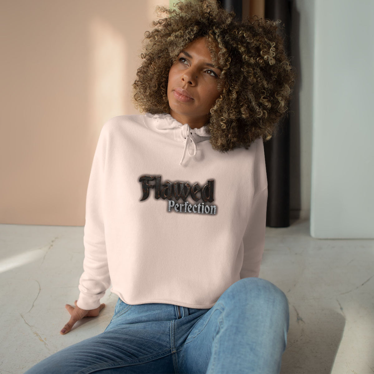 Flawed Perfection Graphic Crop Hoodie