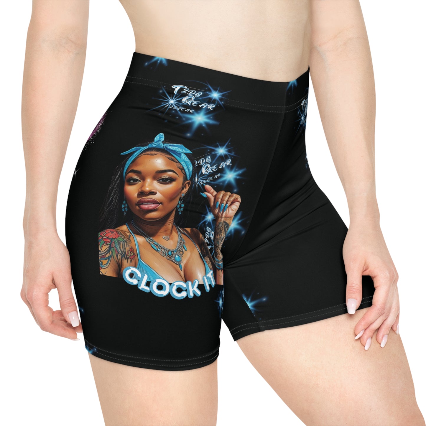 "Clock It" Women's AOP Biker Shorts