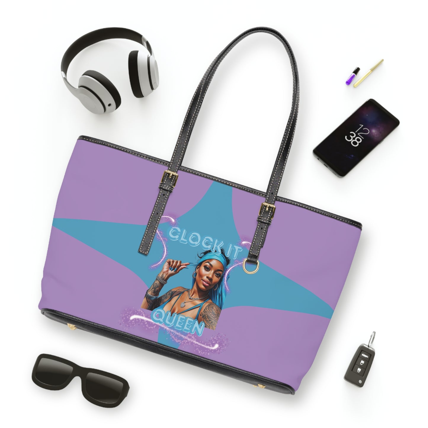���Clock It��� PU Leather Shoulder Purse