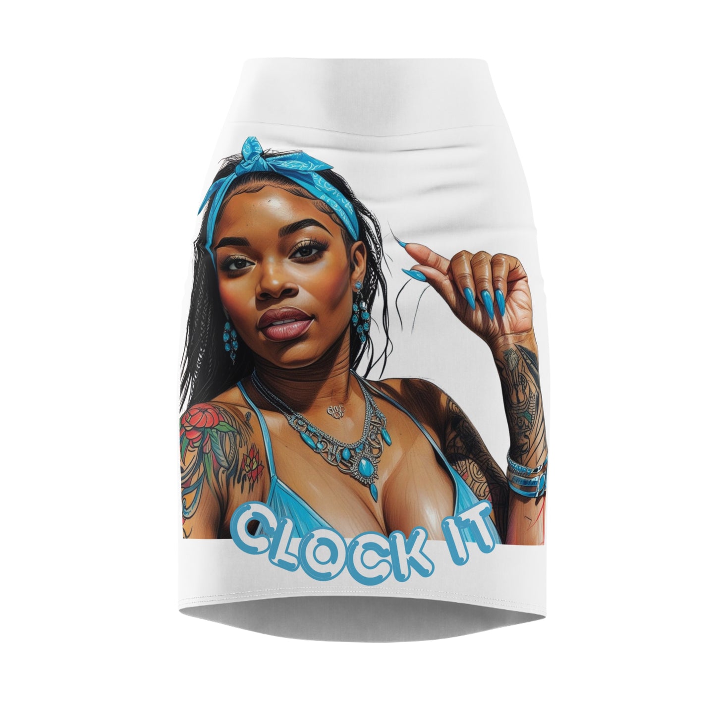"Clock It" Graphic Pencil Skirt