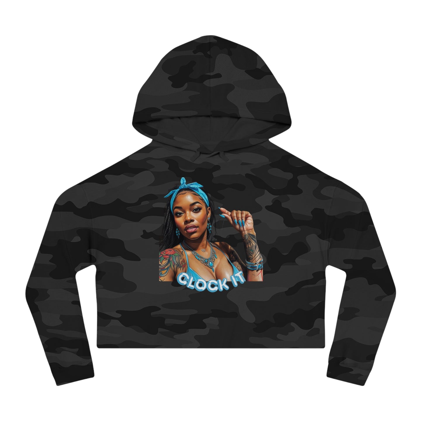 "Clock It" Graphic Crop Hoodie
