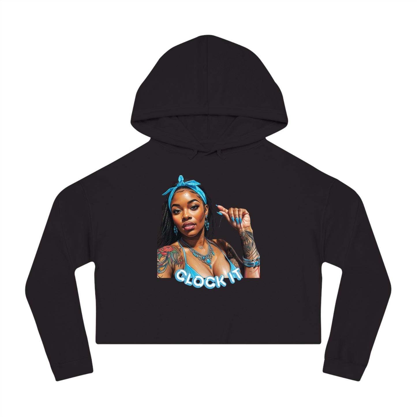"Clock It" Graphic Crop Hoodie