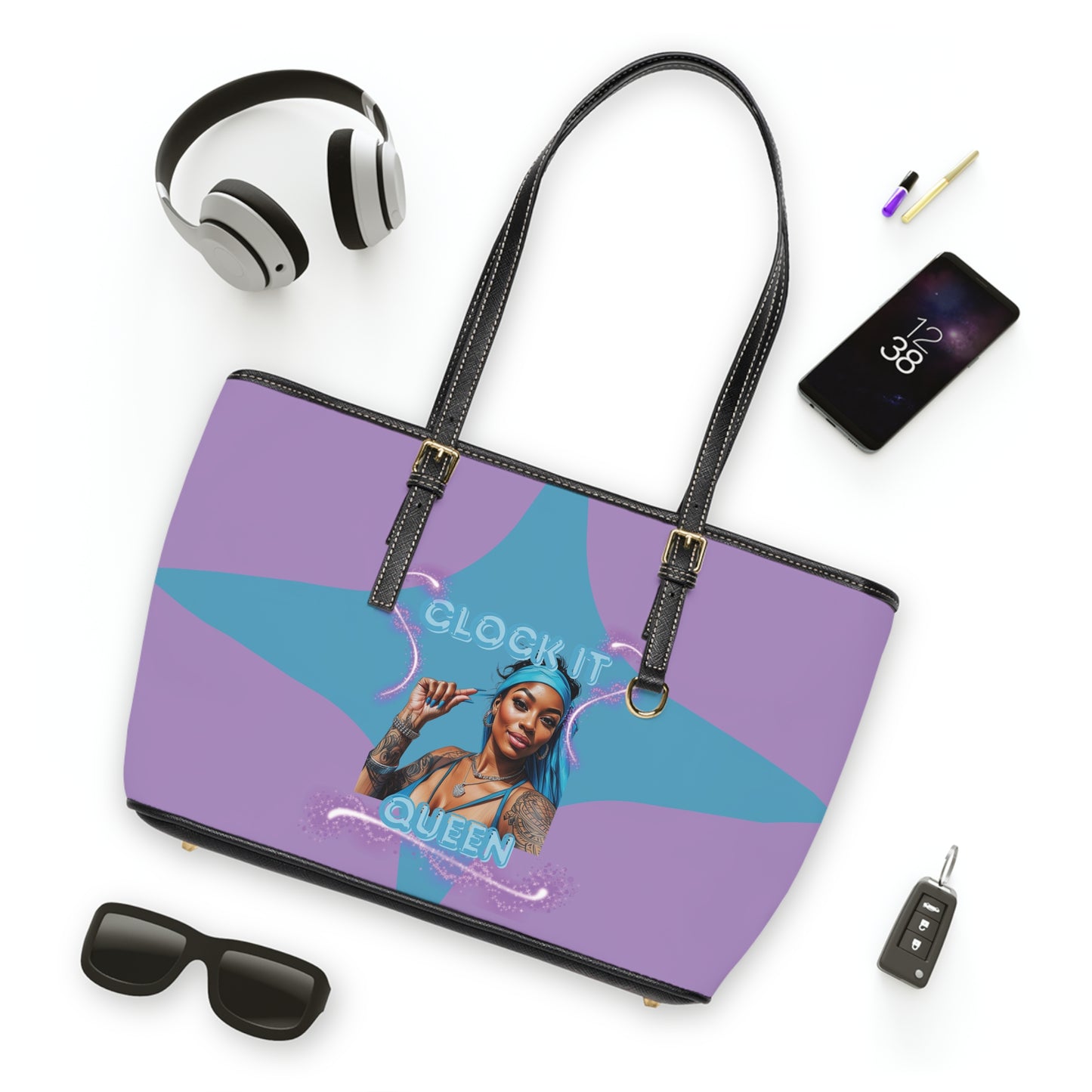 ���Clock It��� PU Leather Shoulder Purse