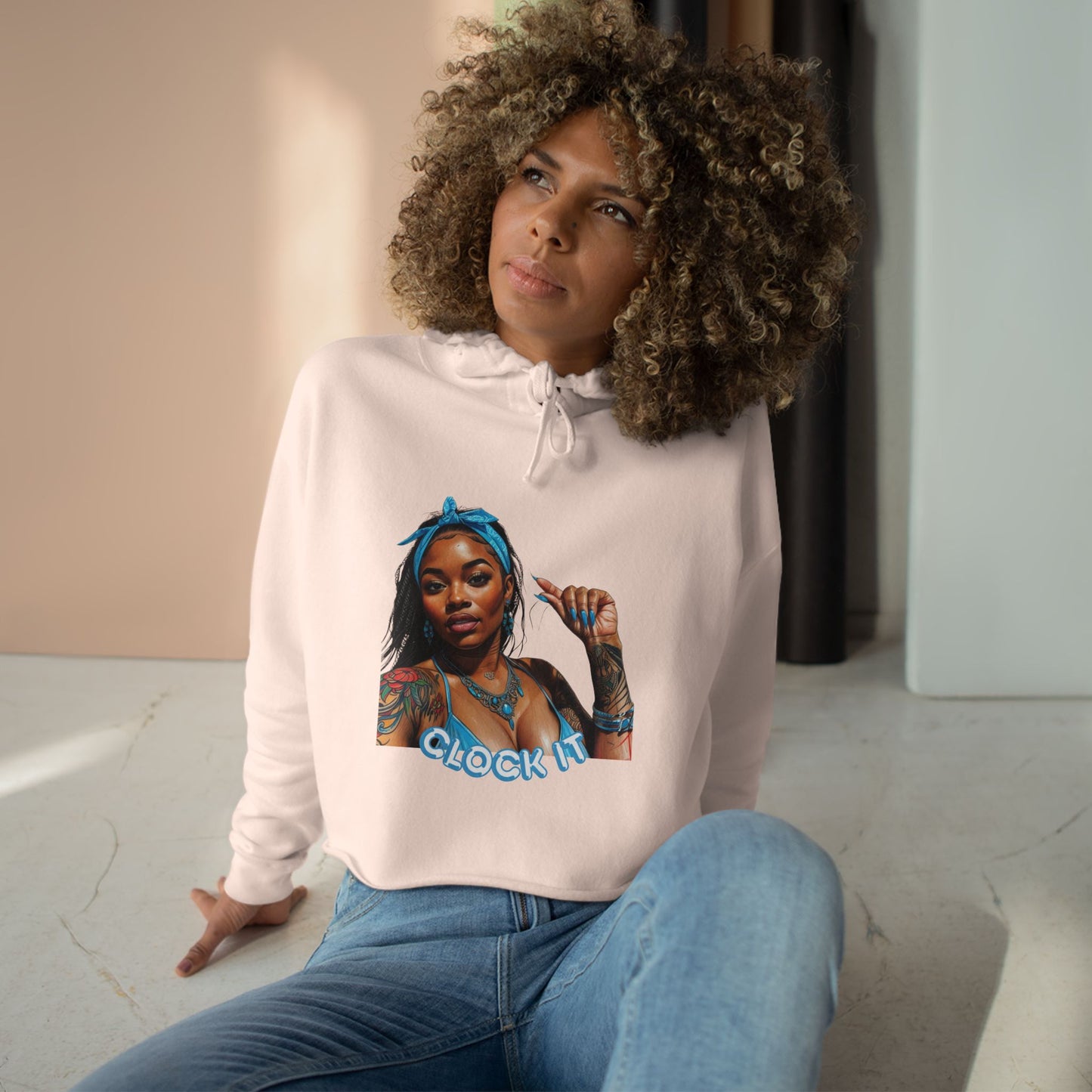 "Clock It" Crop Hoodie