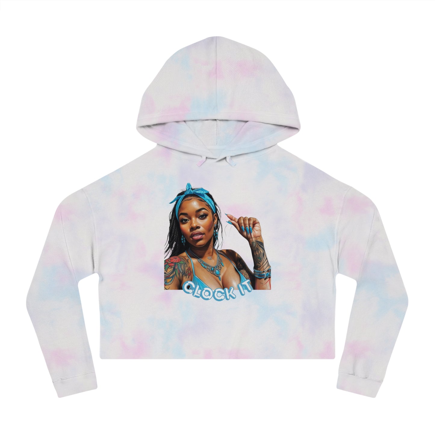 "Clock It" Graphic Crop Hoodie