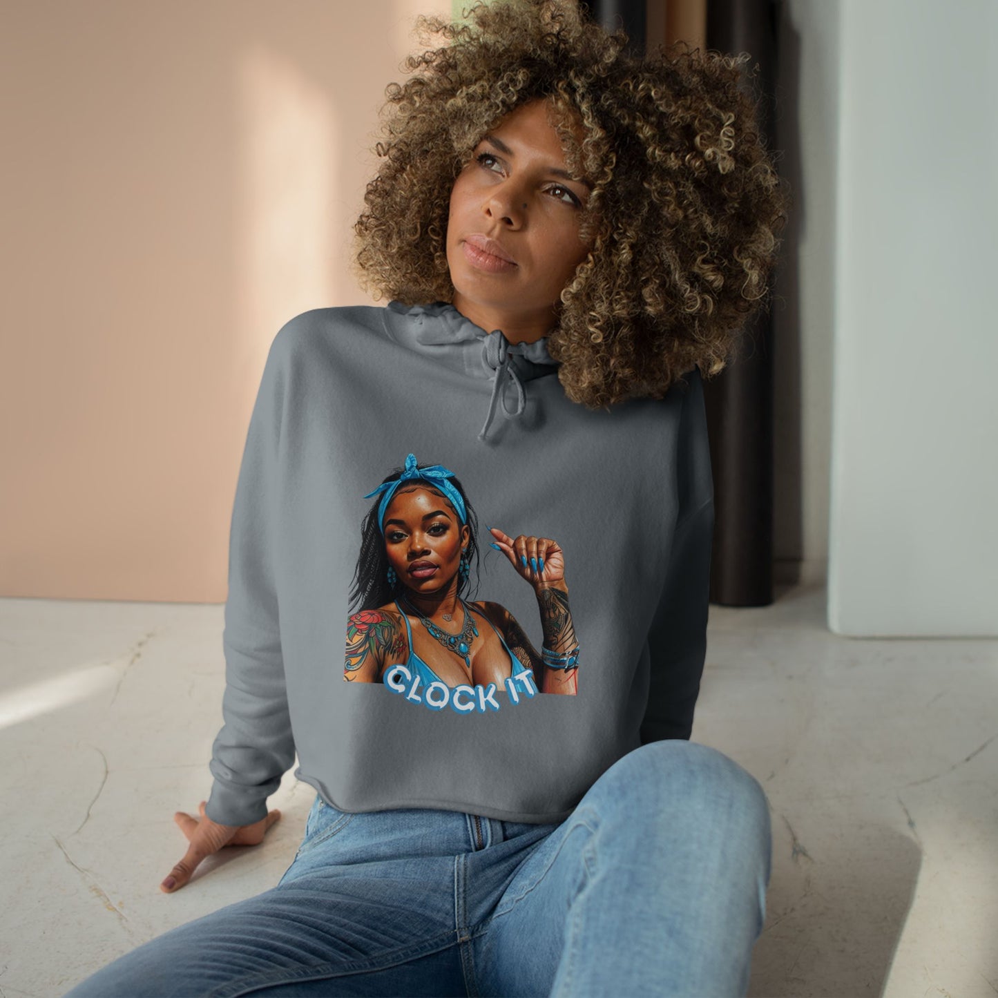 "Clock It" Crop Hoodie
