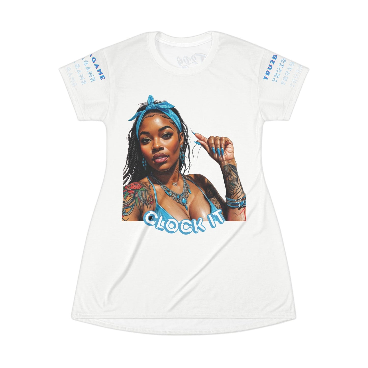 "Clock It" Graphic AOP Tee-Shirt Dress