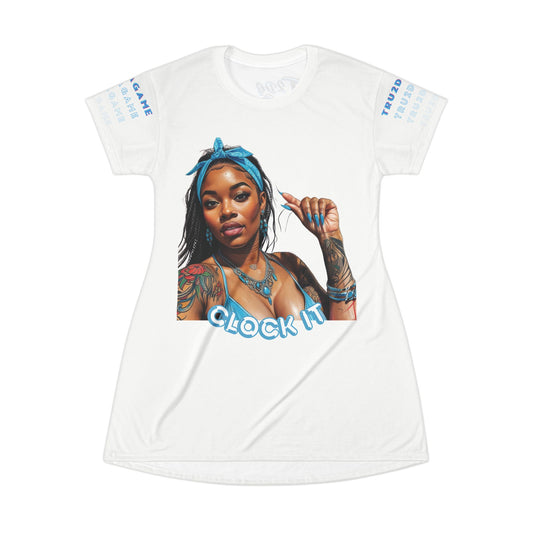 "Clock It" Graphic AOP Tee-Shirt Dress