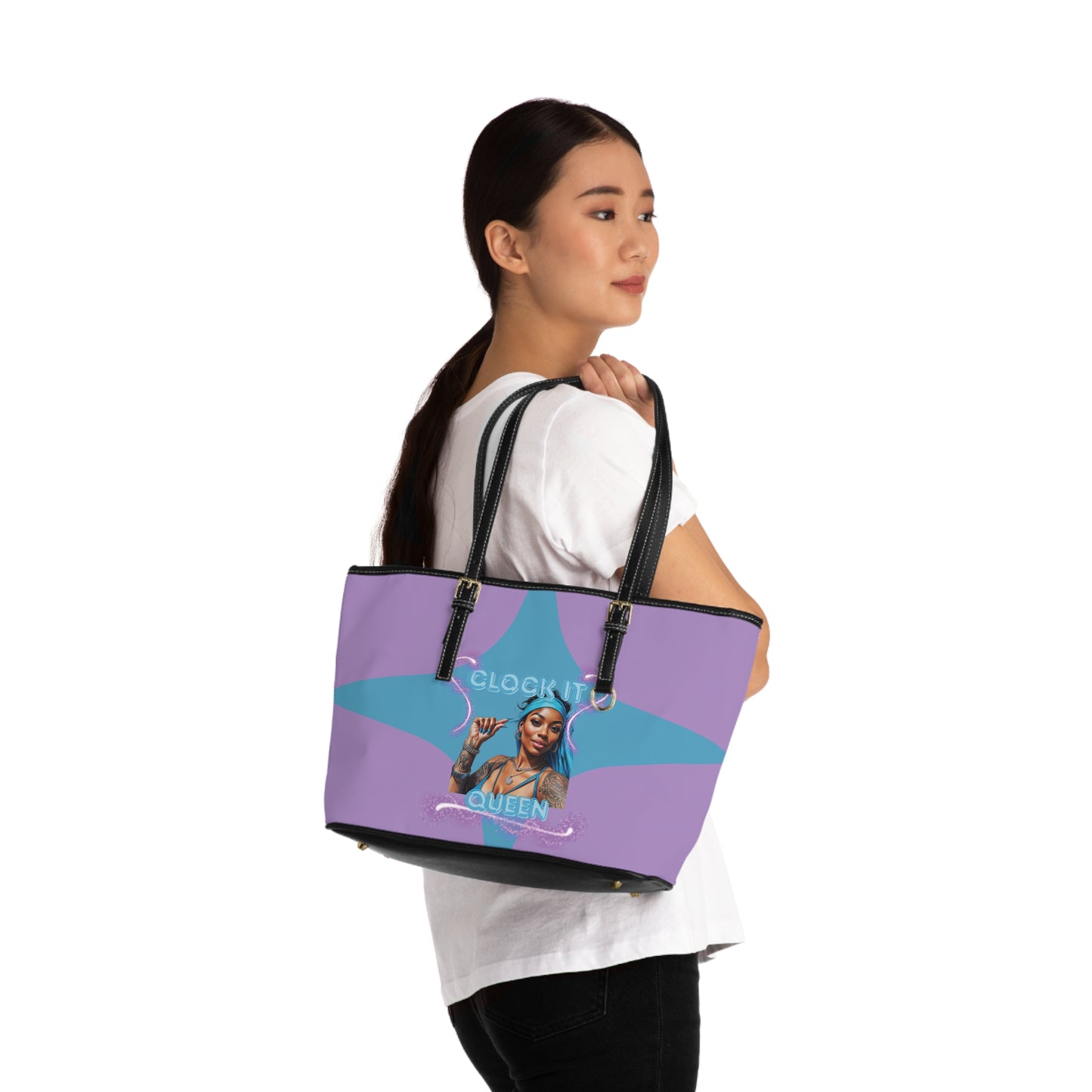 ���Clock It��� PU Leather Shoulder Purse