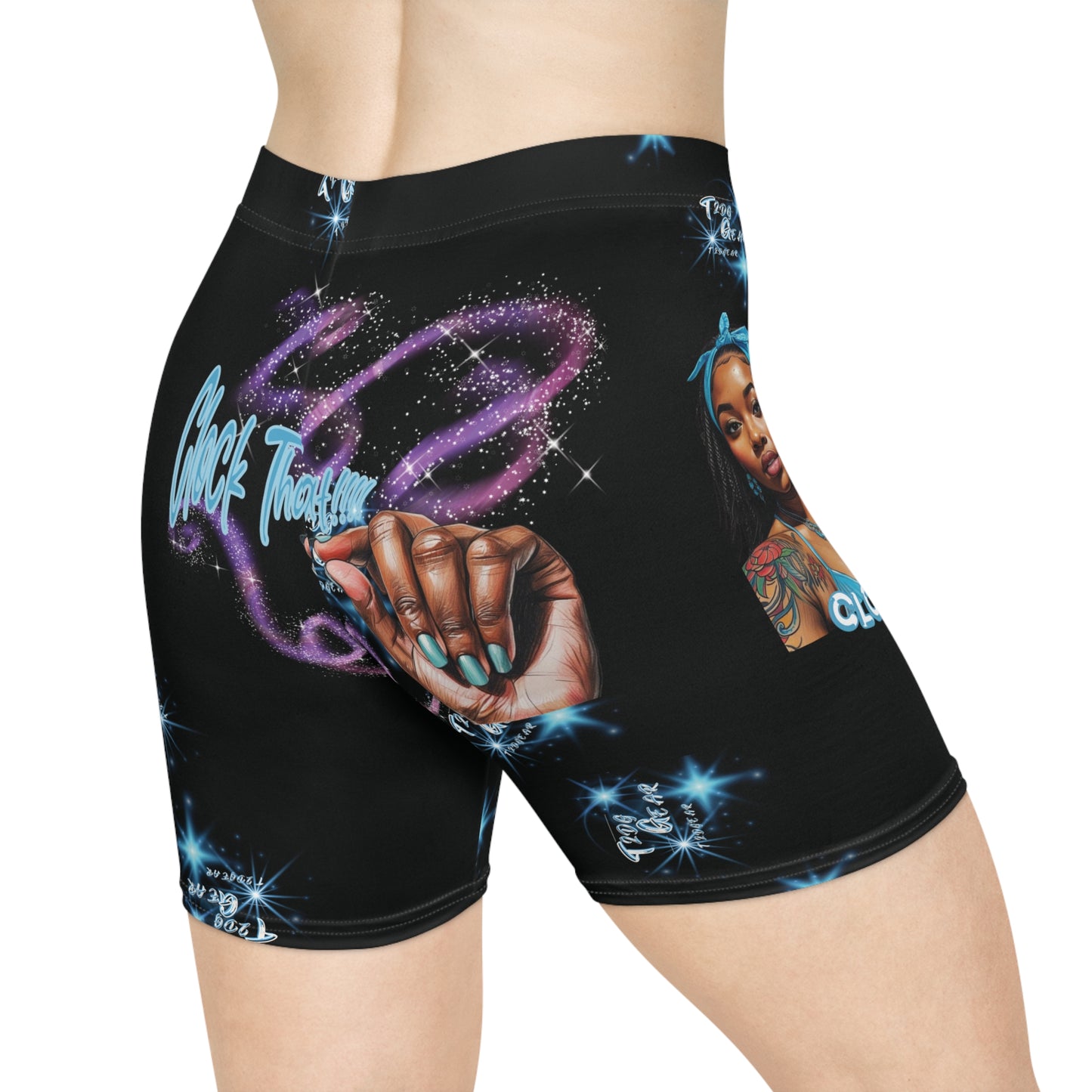 "Clock It" Women's AOP Biker Shorts