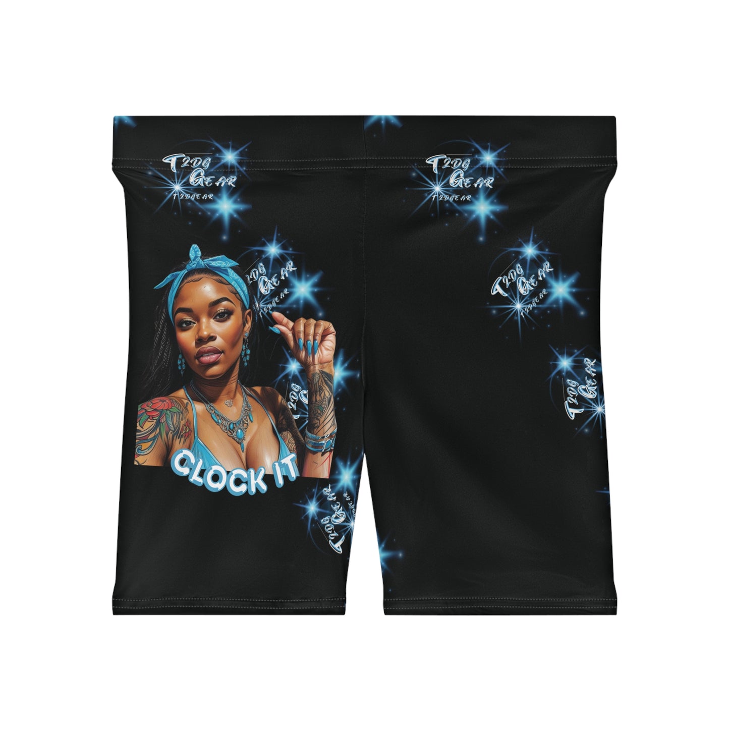 "Clock It" Women's AOP Biker Shorts