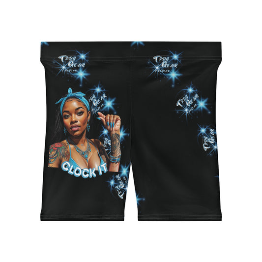 "Clock It" Women's AOP Biker Shorts