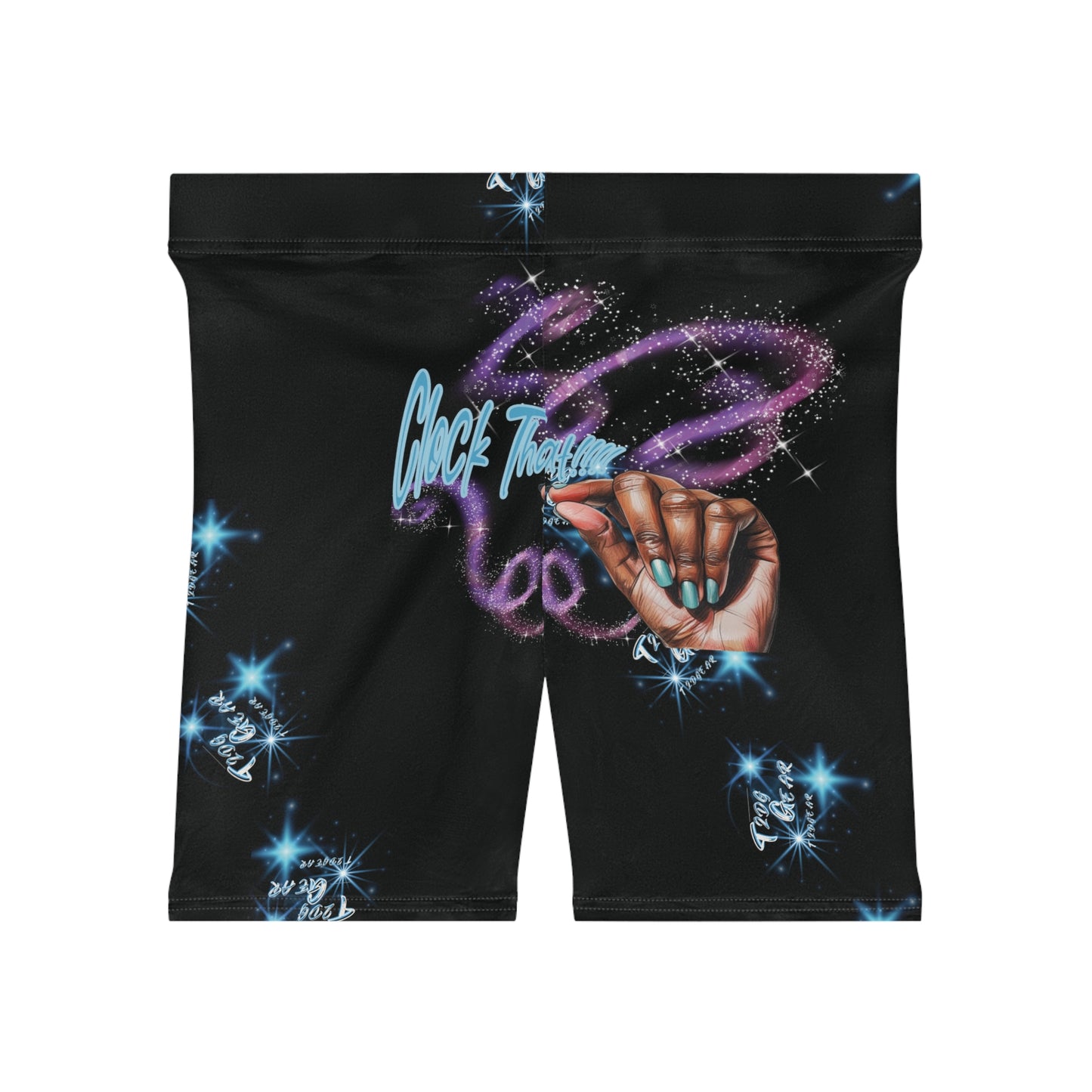 "Clock It" Women's AOP Biker Shorts
