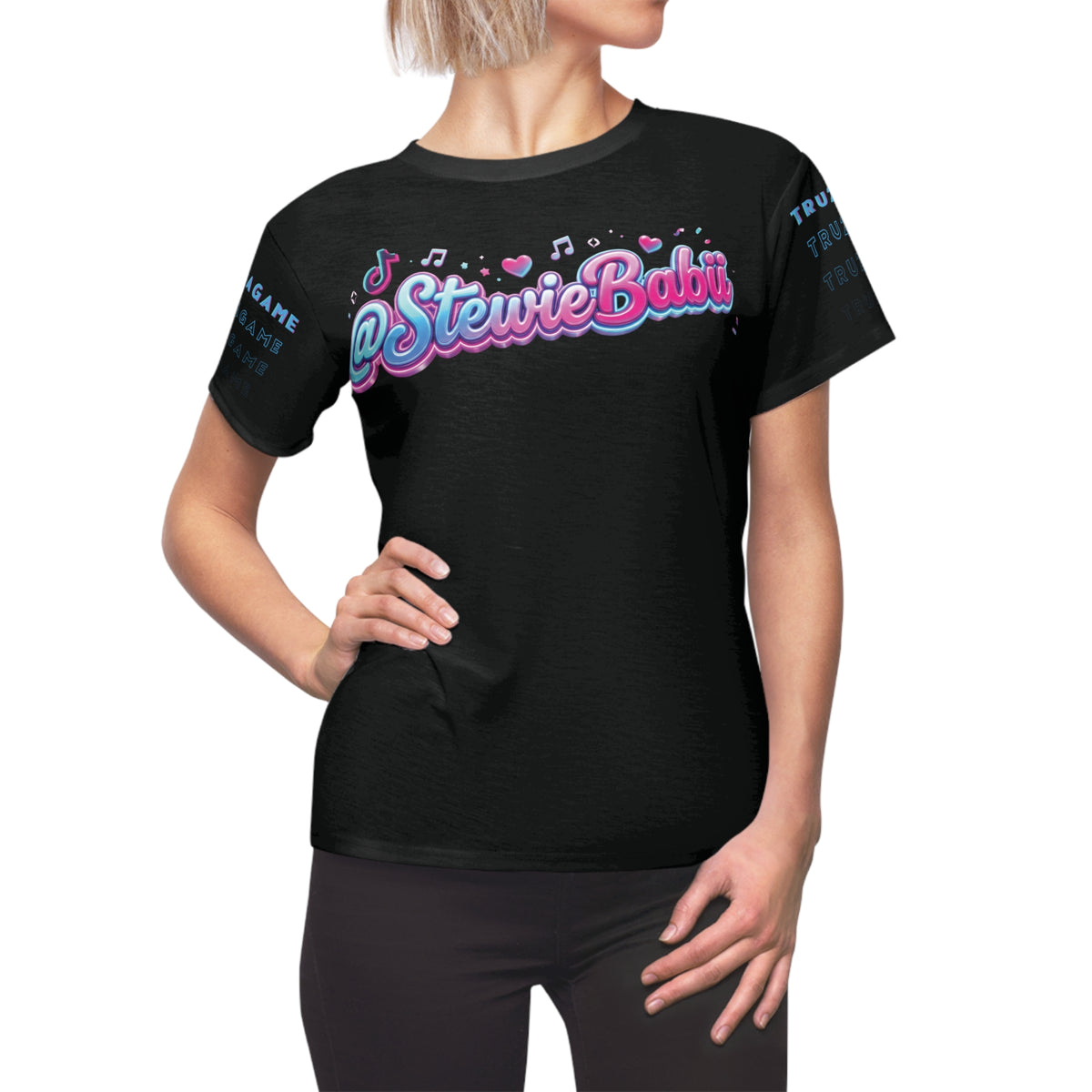 “@StewieBabii” Collection Black Tee (AOP)