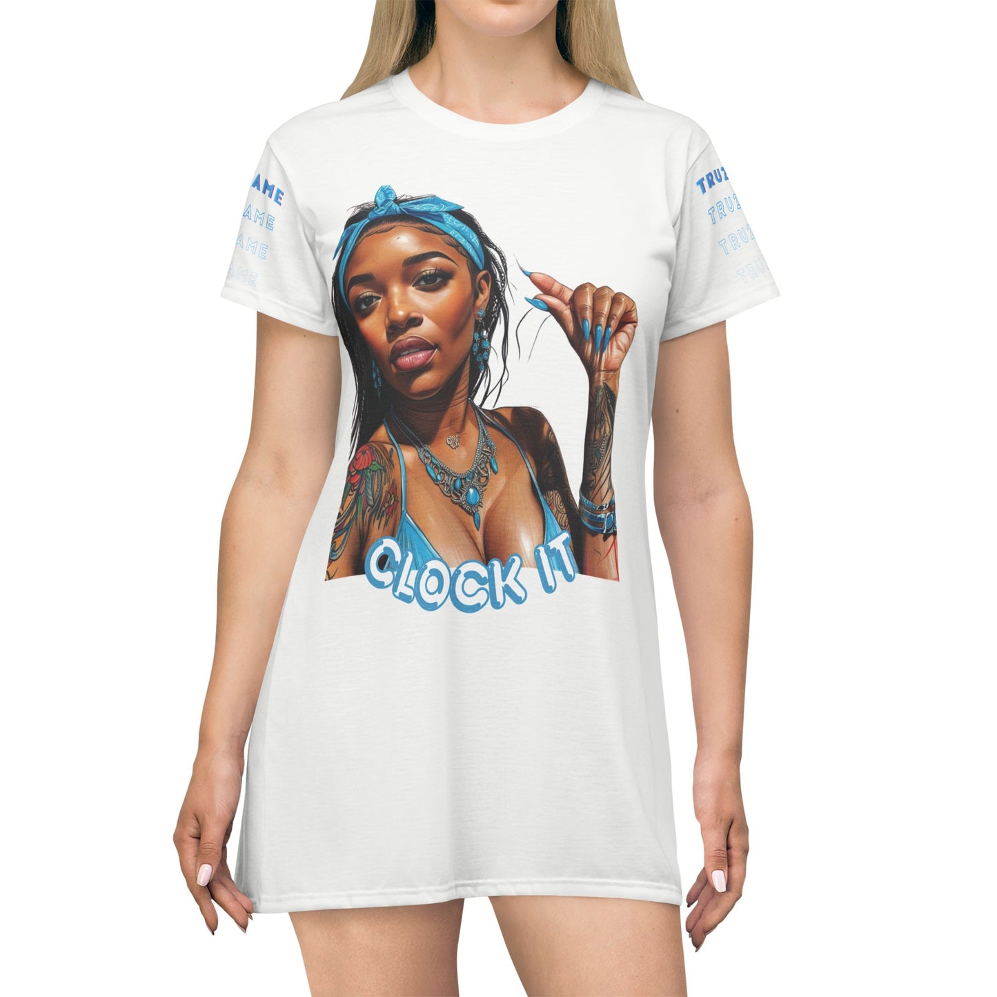"Clock It" Graphic AOP Tee-Shirt Dress