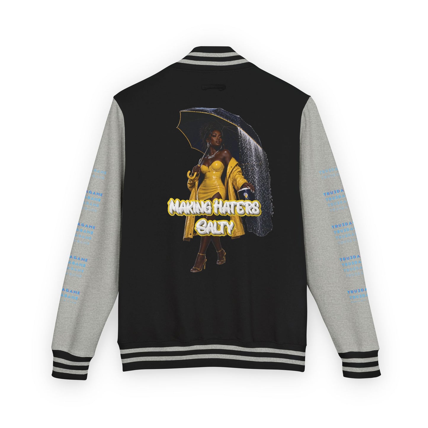 "Haters Salty" Graphic Varsity Jacket