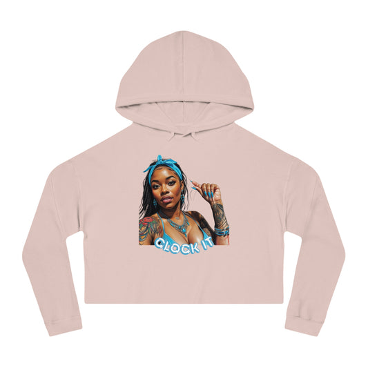 "Clock It" Graphic Crop Hoodie