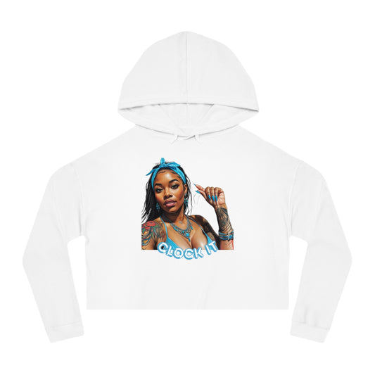 "Clock It" Graphic Crop Hoodie