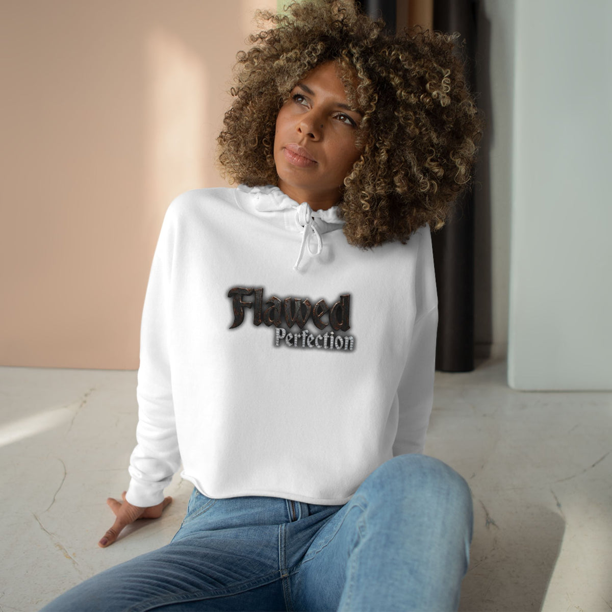Flawed Perfection Graphic Crop Hoodie
