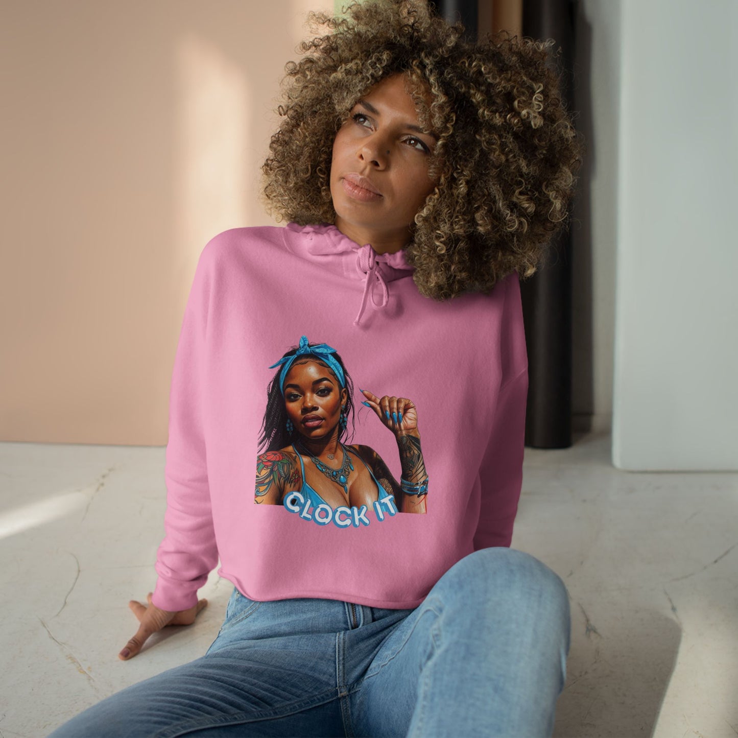 "Clock It" Crop Hoodie