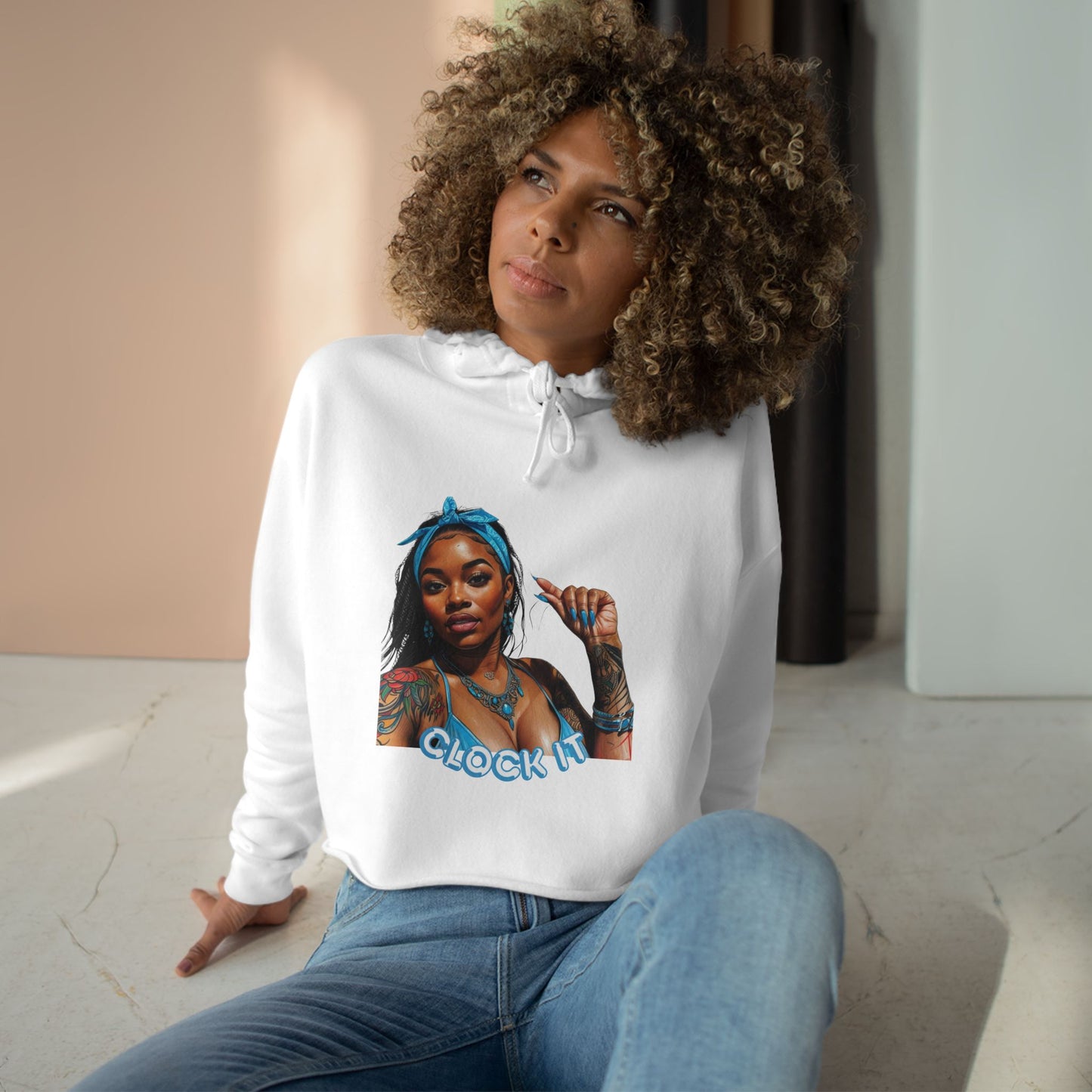 "Clock It" Crop Hoodie