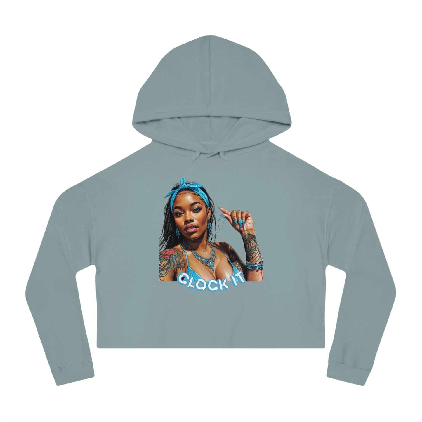 "Clock It" Graphic Crop Hoodie