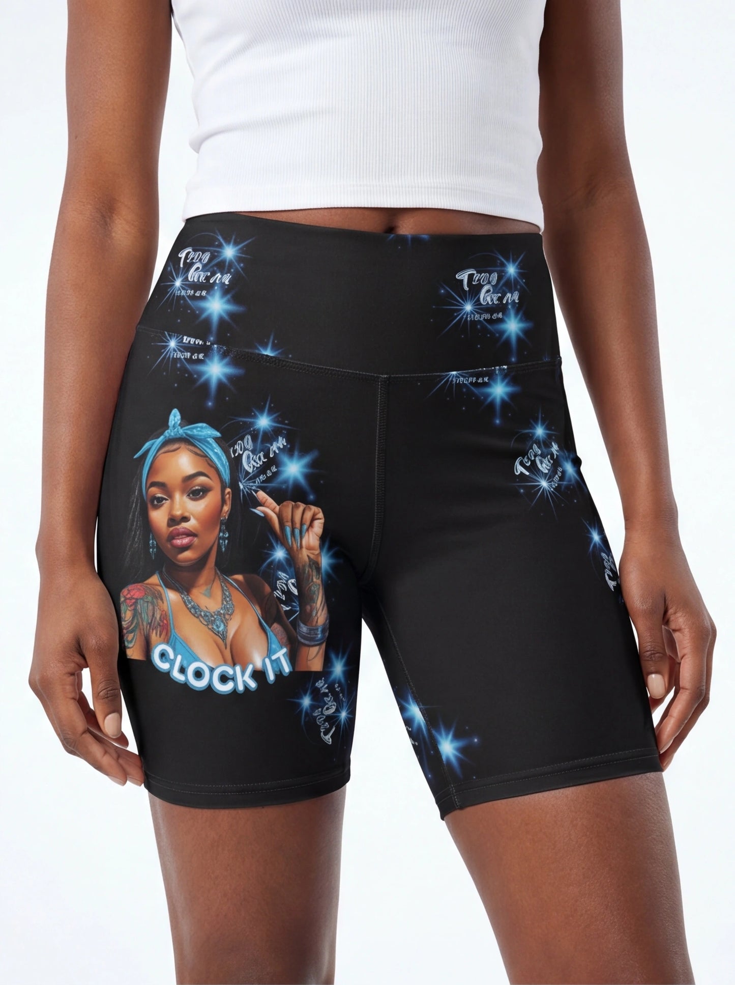 "Clock It" Women's AOP Biker Shorts