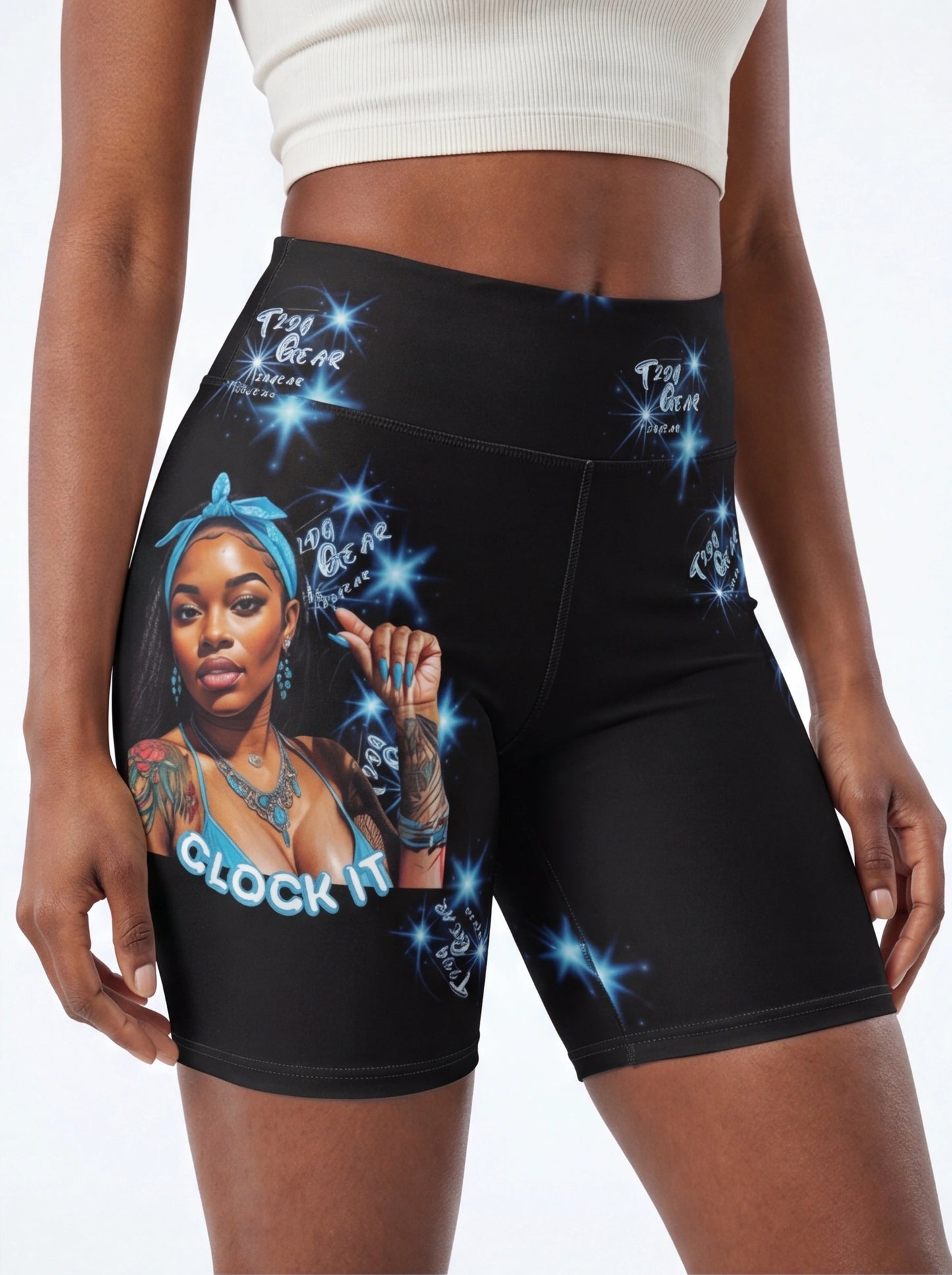 "Clock It" Women's AOP Biker Shorts