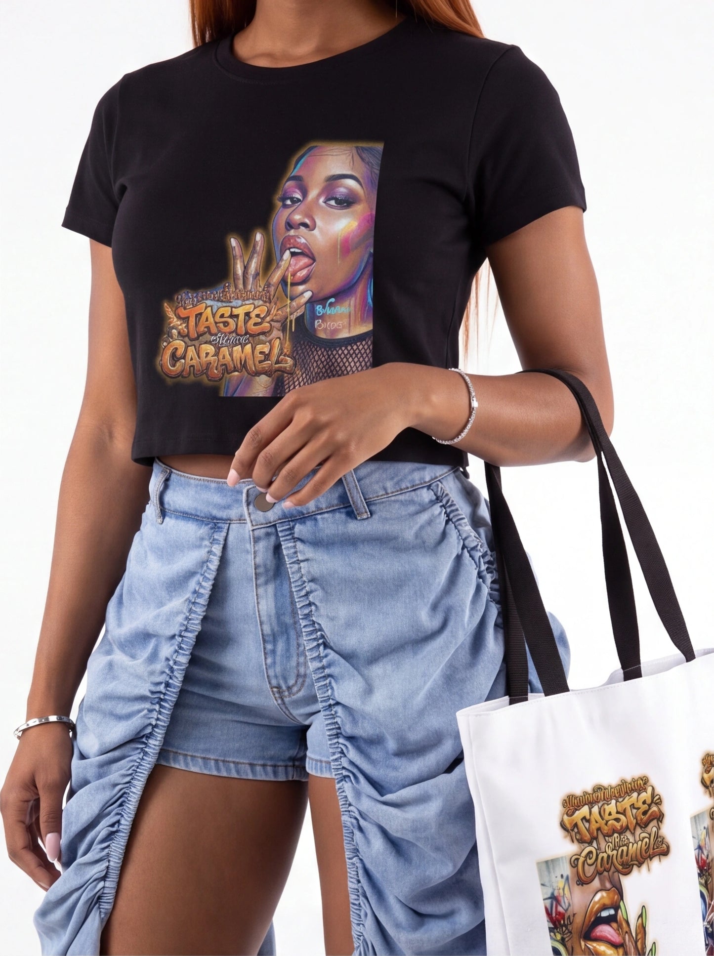 Ruching Detail Denim Shorts with Dramatic Draping