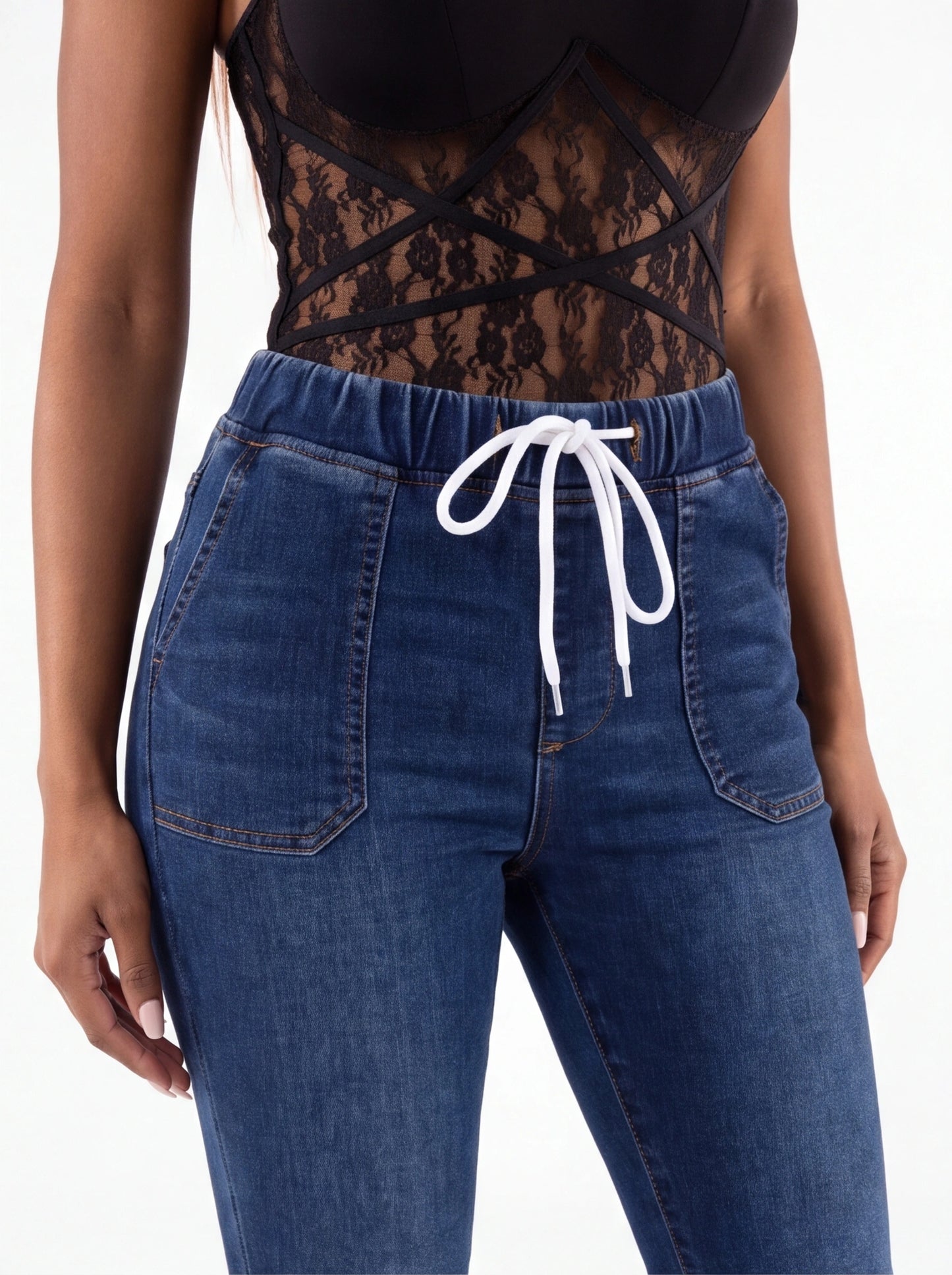 Drawstring Cropped Jeans
