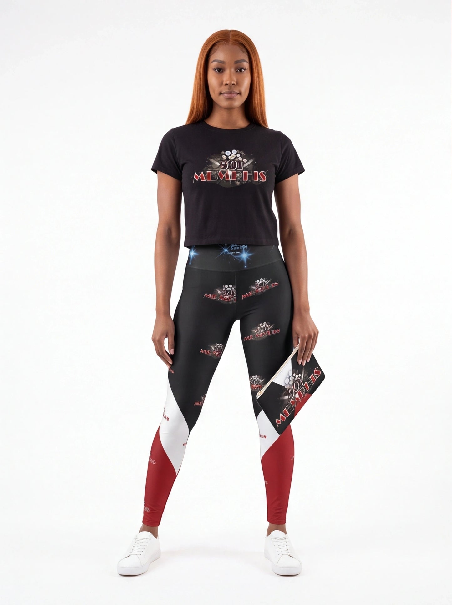"901 Memphis" AOP High-Waist Yoga Leggings