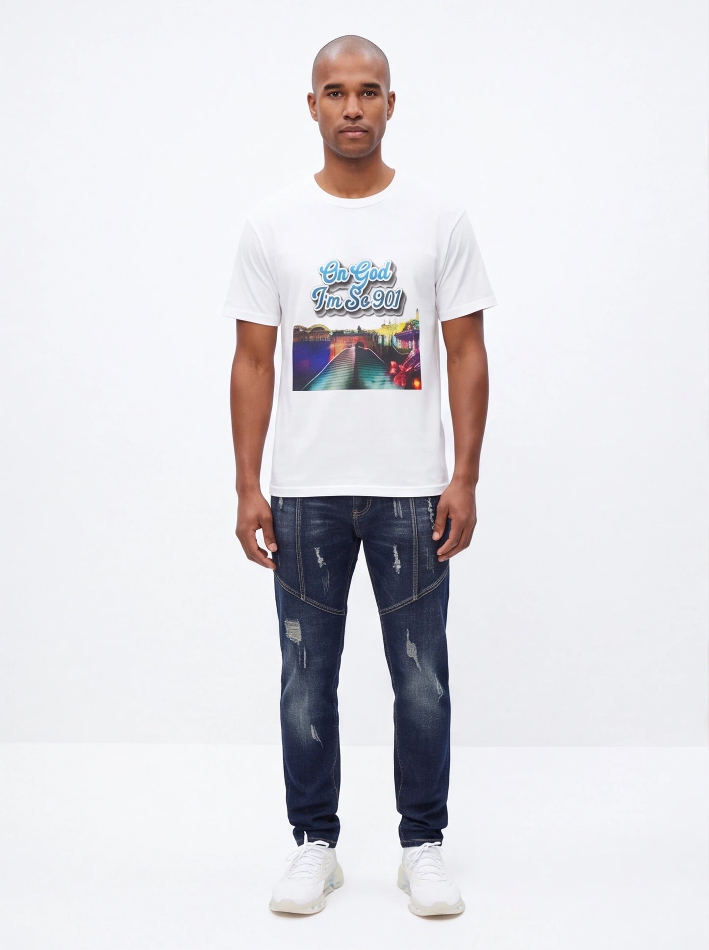 Men's Distressed Slim Fit Wash Jeans