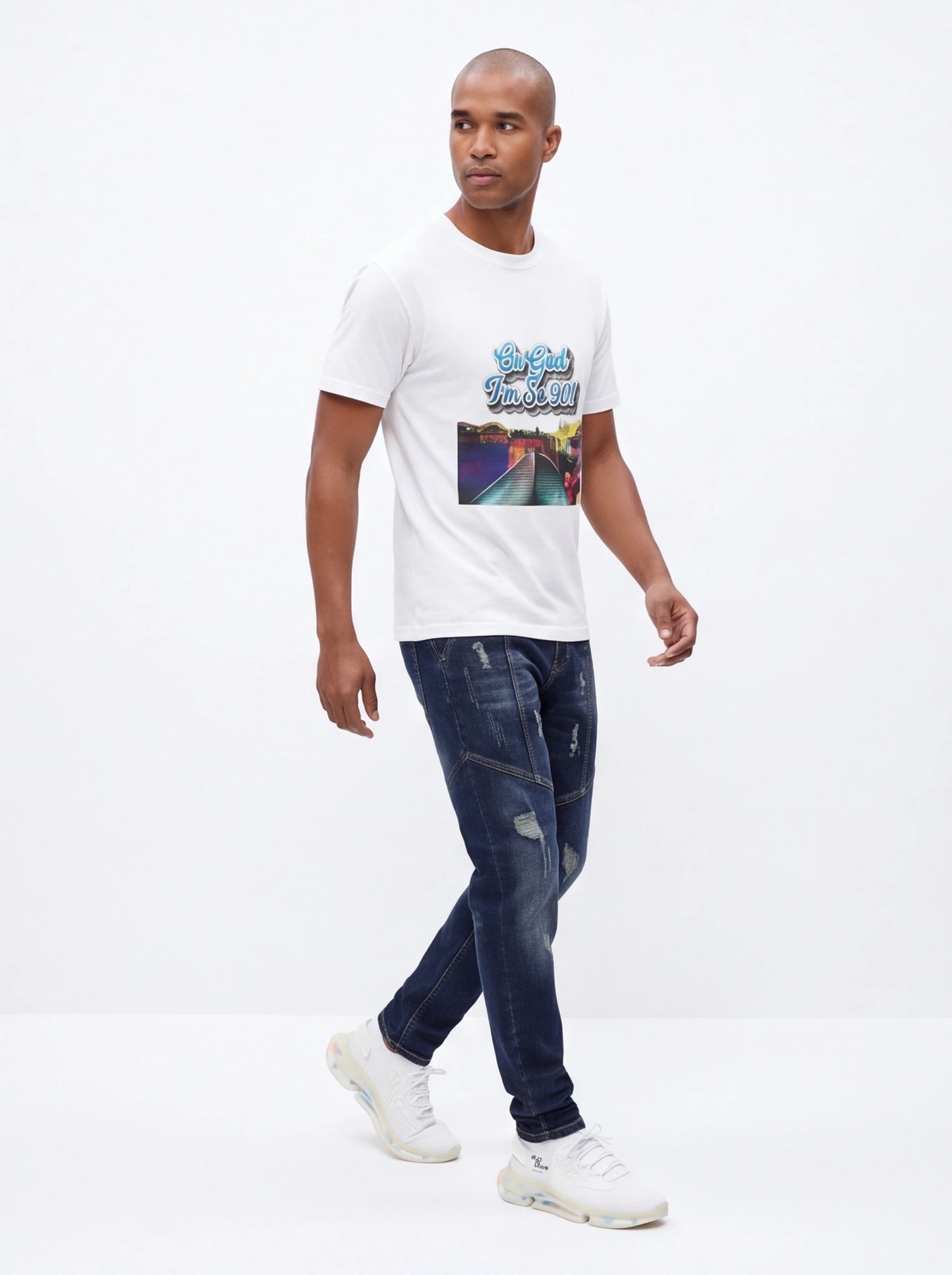 Men's Distressed Slim Fit Wash Jeans