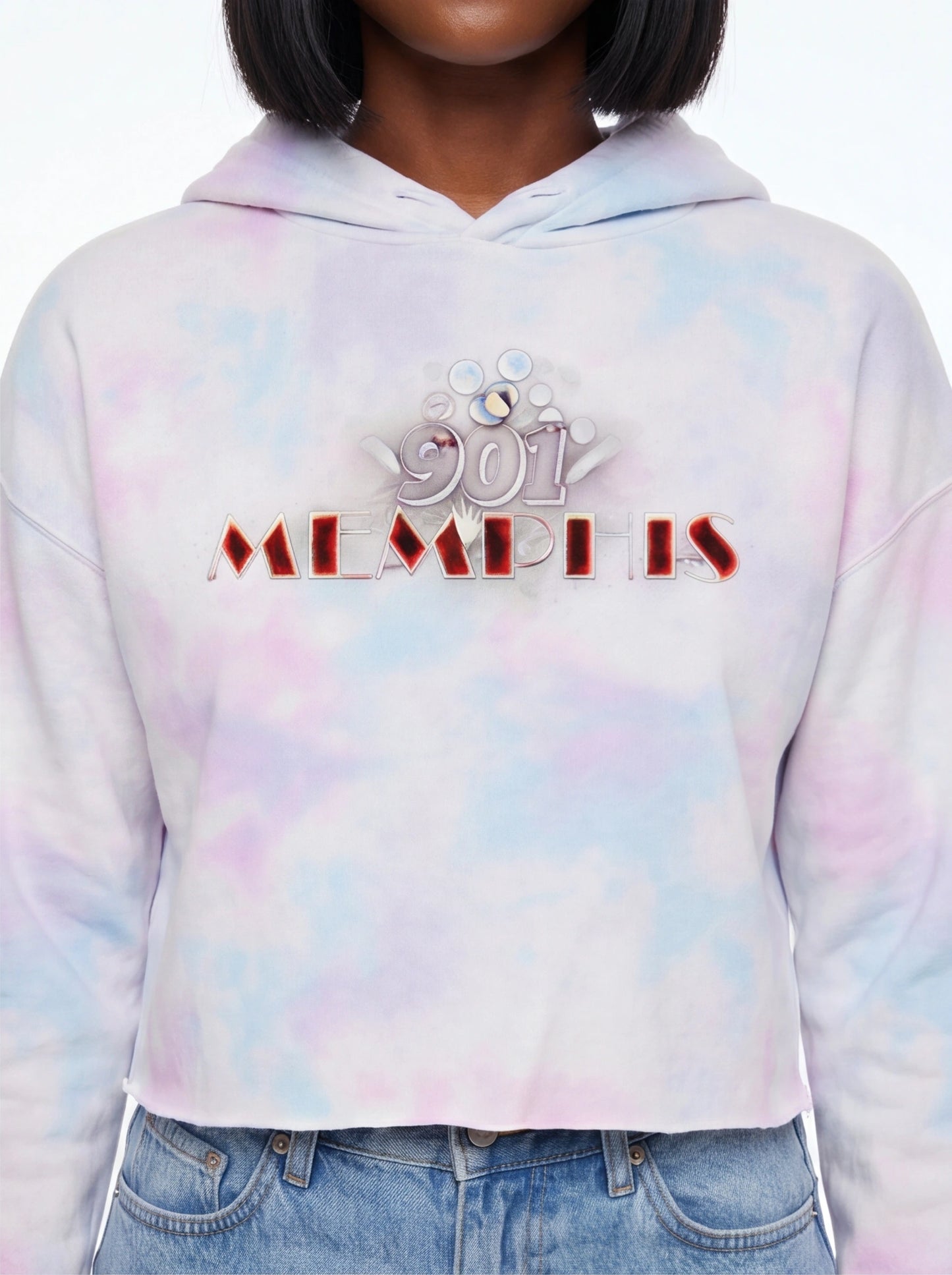 "901 Memphis" Graphic Cropped Hoodie
