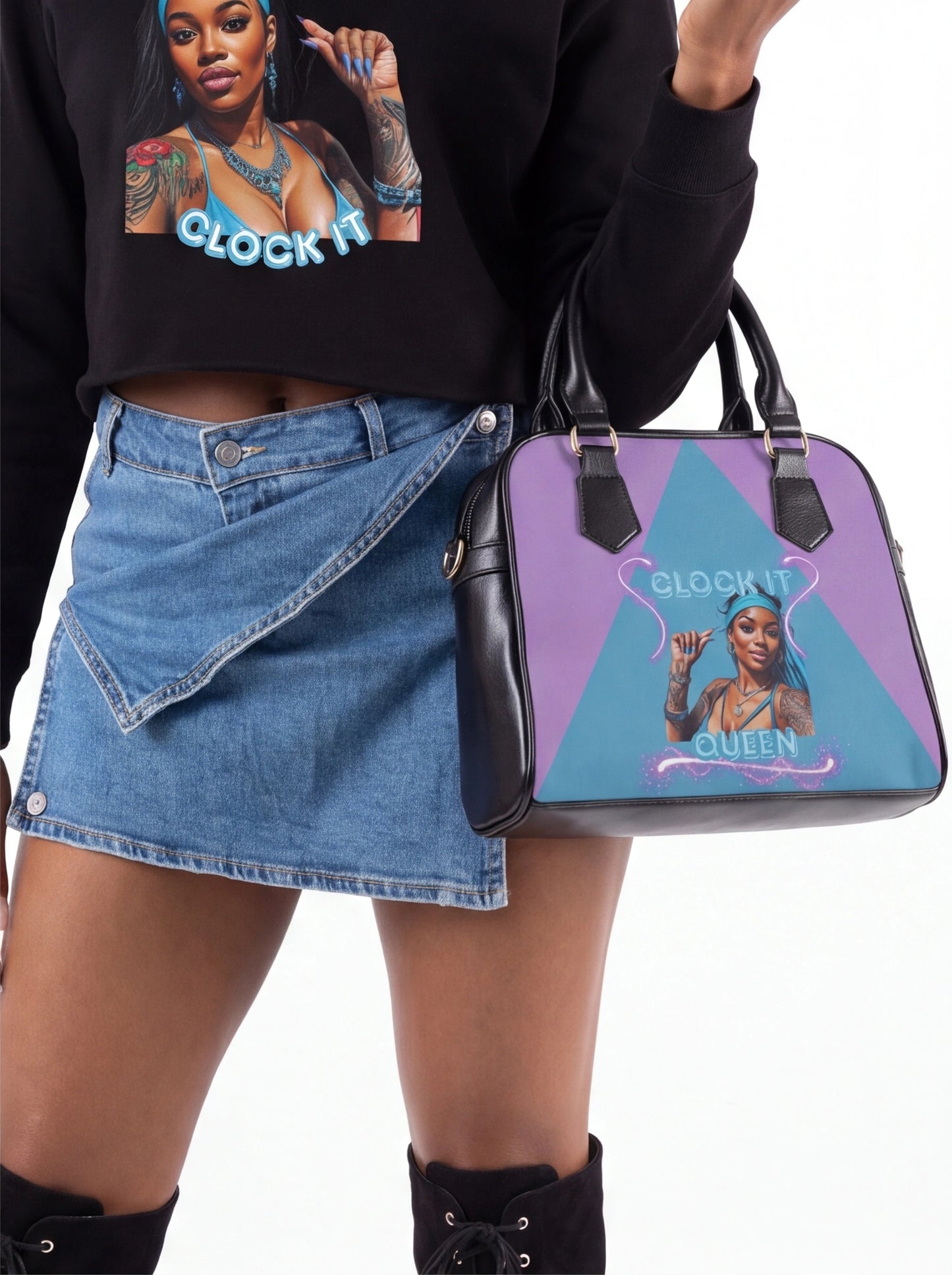 "Clock It" Glam Shoulder Bag