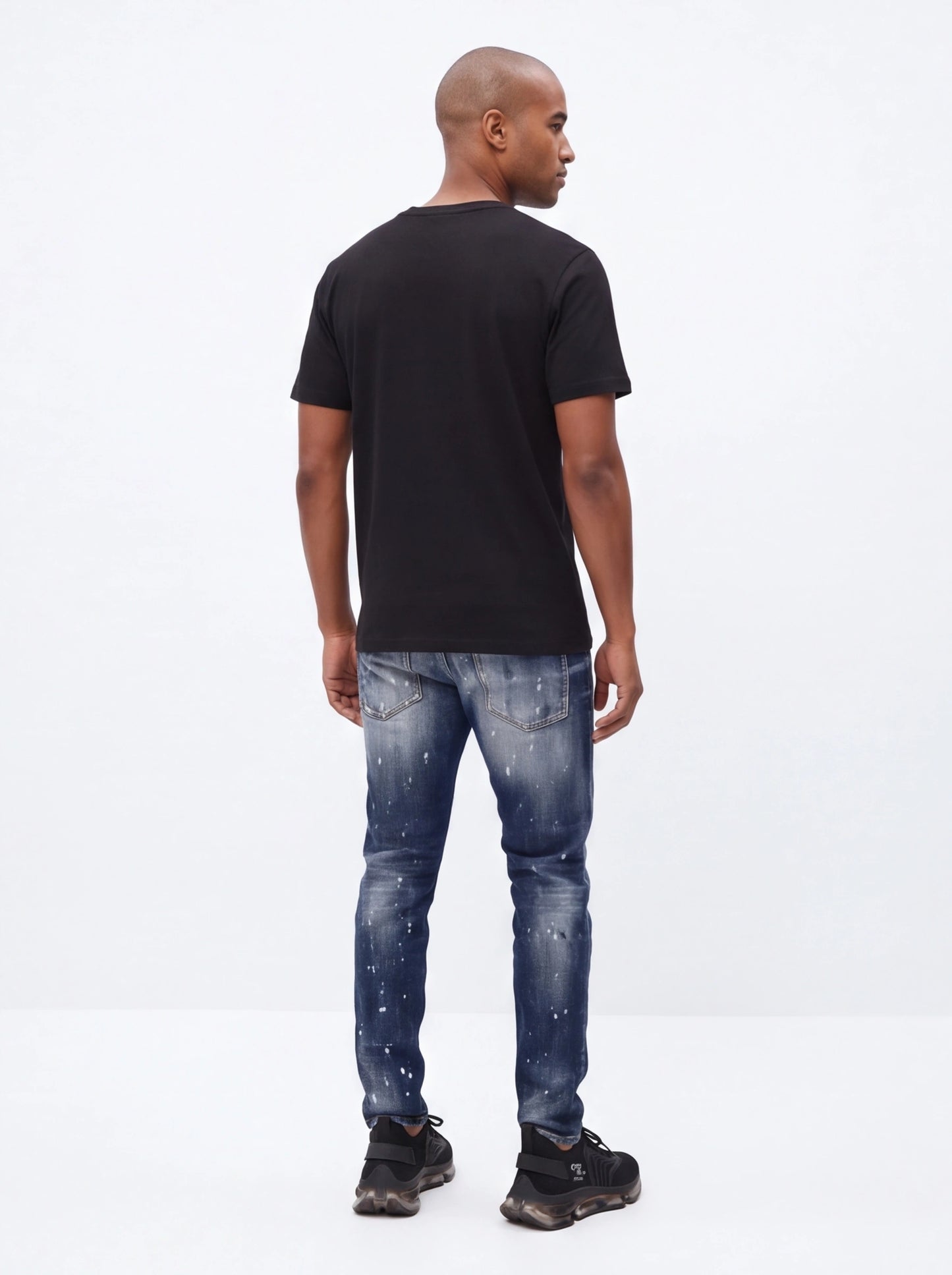 Men's Distressed Paint Splatter Slim Fit Jeans