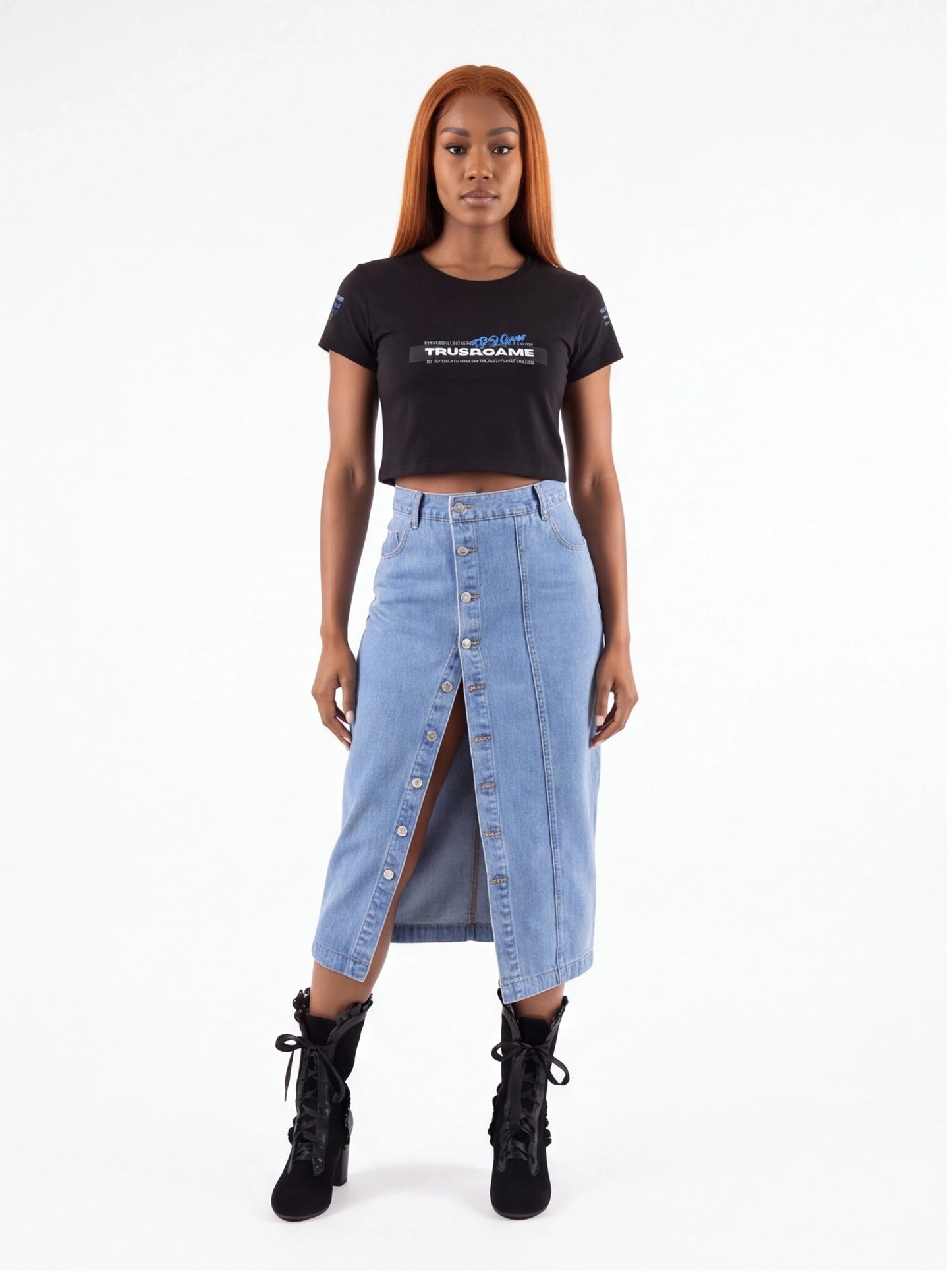 Button Down Denim Skirt