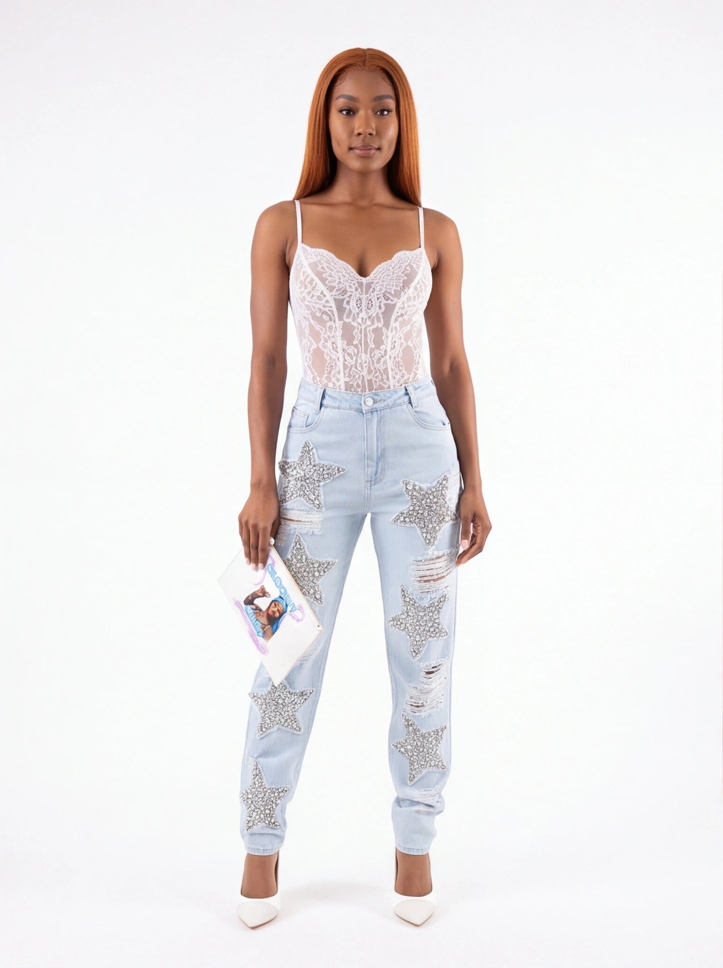 Distressed Star Wash Boyfriend Jeans