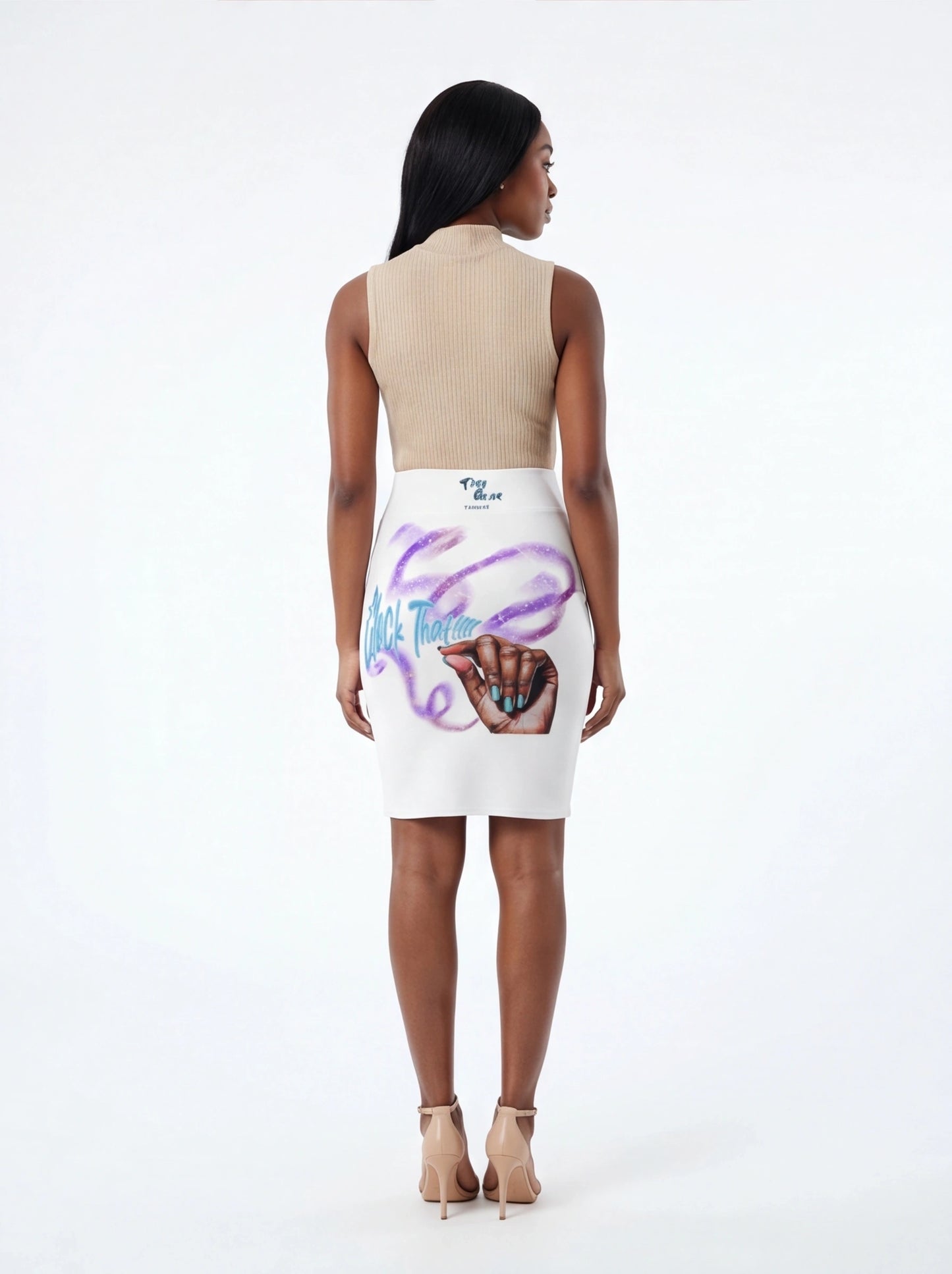 "Clock It" Graphic Pencil Skirt