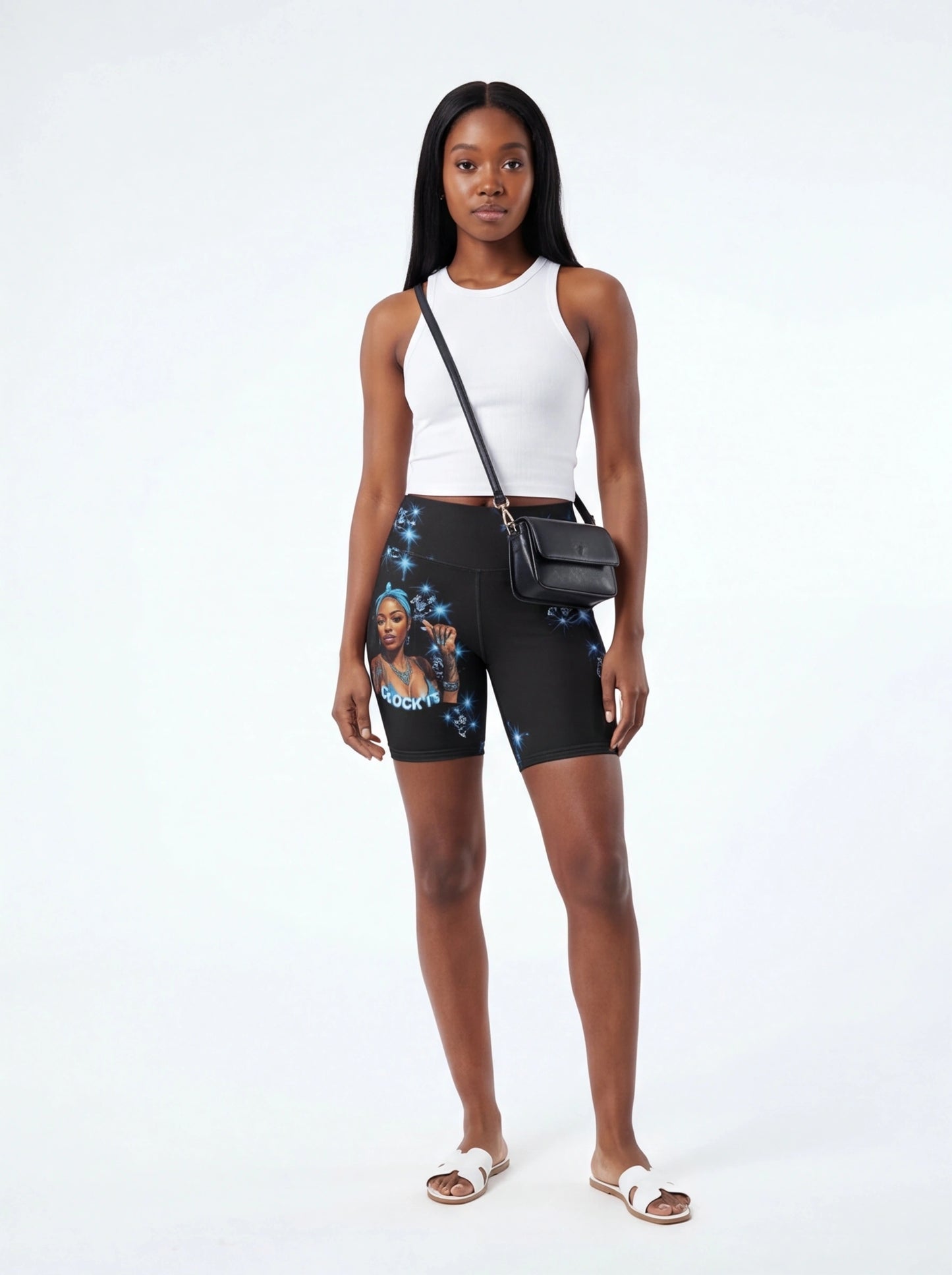 "Clock It" Women's AOP Biker Shorts