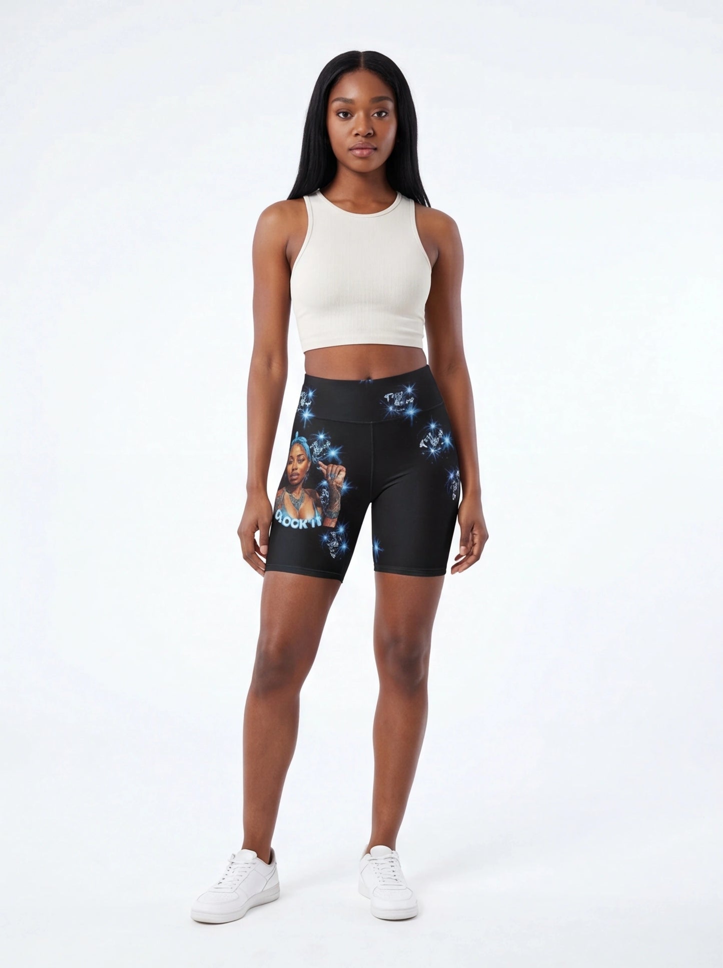 "Clock It" Women's AOP Biker Shorts